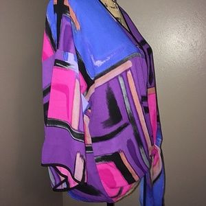 🌟Melissa Paige Blouse Kimono Vibrant Color Block